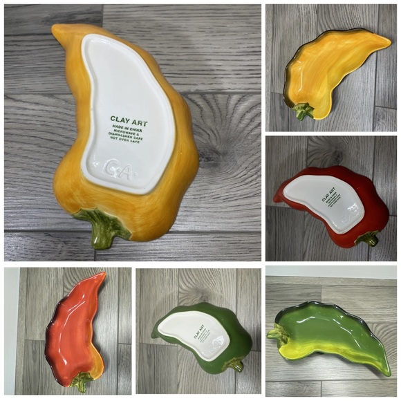 4 Clay Art La Mesa Jalapeño Chili Pepper Salsa Bowls Chip/Dip Serving Dish, Four - Picture 6 of 12